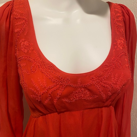 Free people Tatiana red beaded swing dress size 4 - Picture 7 of 17